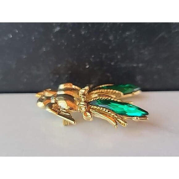 Two Birds Rhinestone Gold Tone Metal Brooch Vintage Costume Jewelry - Picture 5 of 10